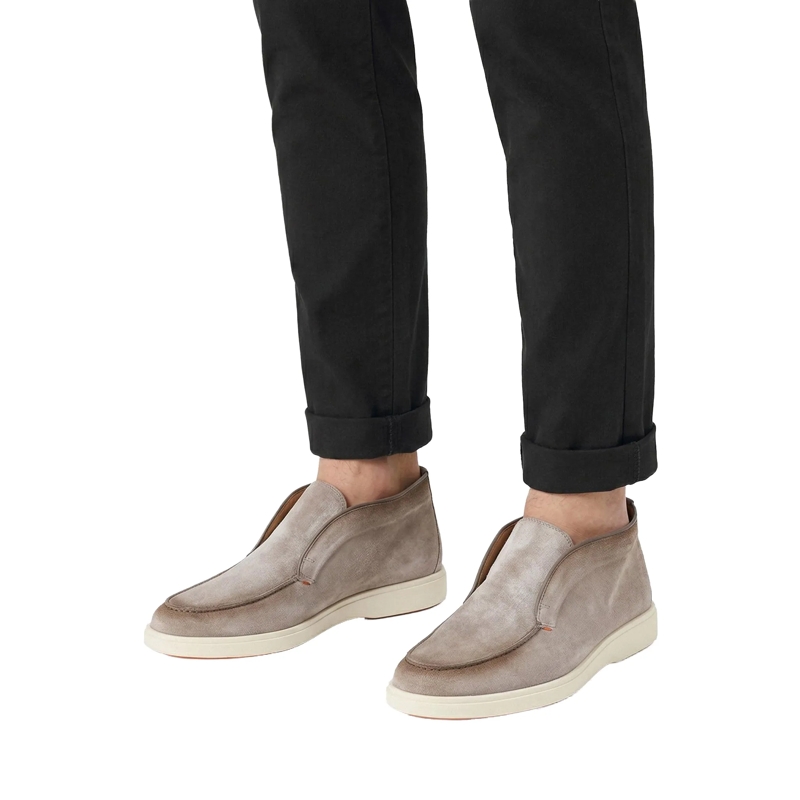 Santoni Schnürschuhe Mokassins aus Veloursleder grau