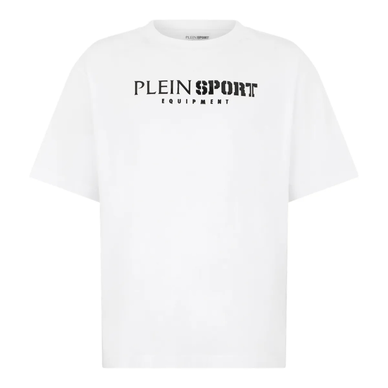 Plein Sport T-Shirt Round Neck T-Shirt Reflective Scratch weiss