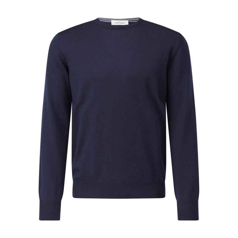 Gran Sasso  Rundhalspullover aus Schurwolle Navy