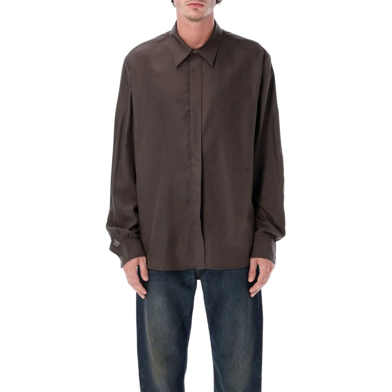 Our Legacy Overhemd Brown Oversized Tencel Shirt Brown