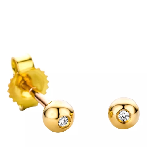 DIAMADA Solitaire Diamond Stud Earring 18Kt Yellow Gold Stud