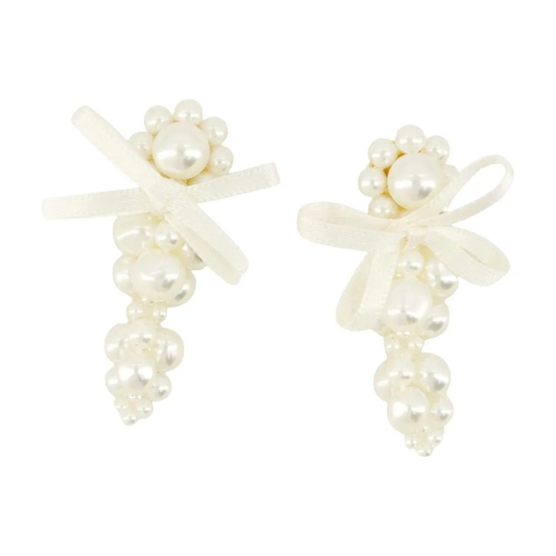 Simone Rocha Oorknopjes Petite Bow Earrings - Synthetic - White White