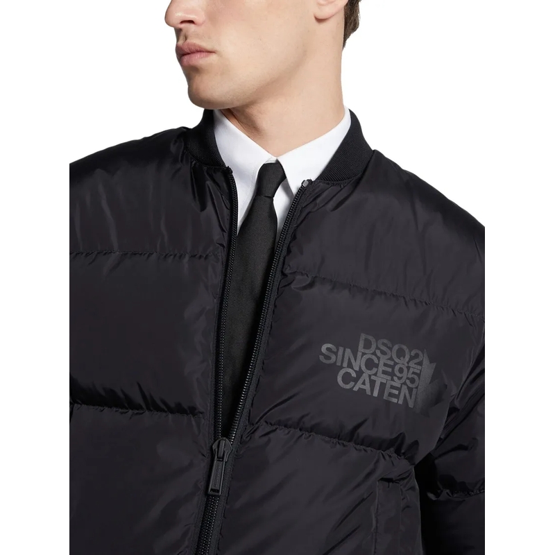 Dsquared2 Daunenjacke Classic Black Puffer Bomber Jacket With Ribbed Cuf Black(Image 6)