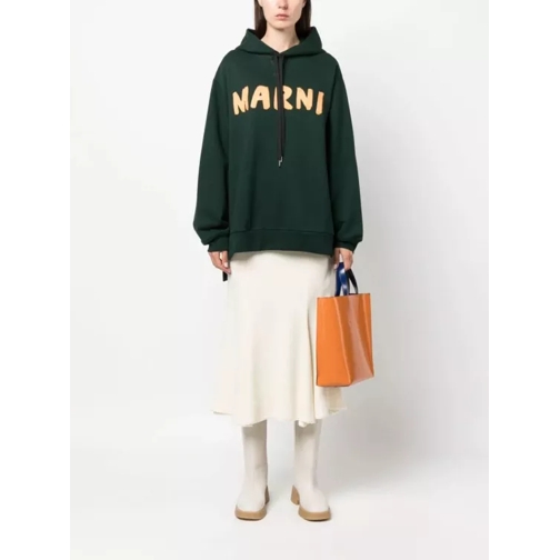 Marni Chemises Logo-Print Cotton Hoodie Black (Image 2)