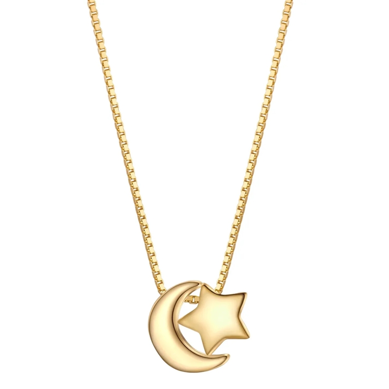 Glanzstücke München Mittellange Halskette Sterling Silber Halskette Mond/Stern gold