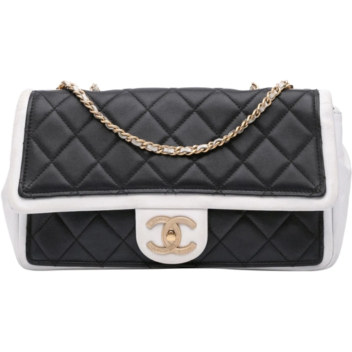 Chanel Schultertasche 2014-2015 Medium Bicolor Calfskin Graphic Flap schwarz