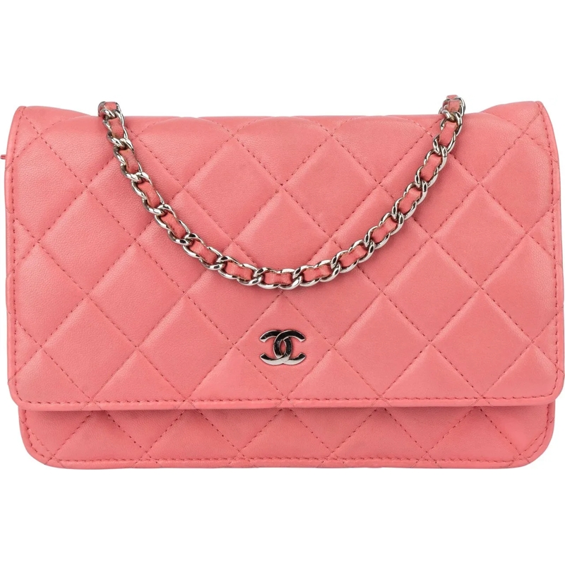 Chanel Sac à bandoulière Chanel Quilted Lambskin Palladium Wallet On Chain  rose