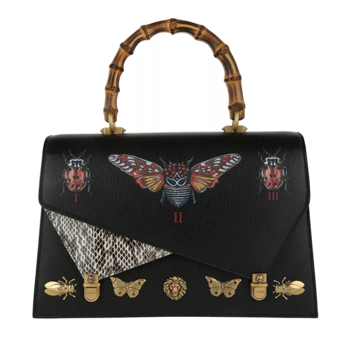 Gucci Ottilia Leather Top Handle Bag Black Rymlig shoppingväska