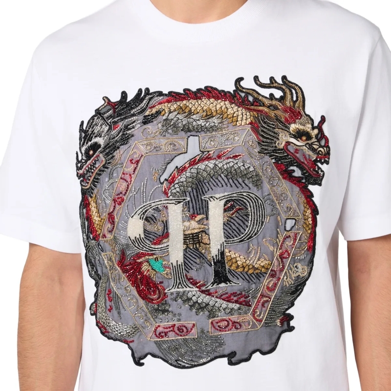 Philipp Plein T-Shirt Round Neck T-Shirt Dragon weiss(Image 5)