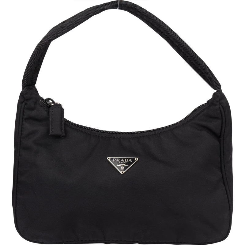 Prada Schultertasche Prada Black Nylon Triangle Vintage Re-Editon Handb schwarz