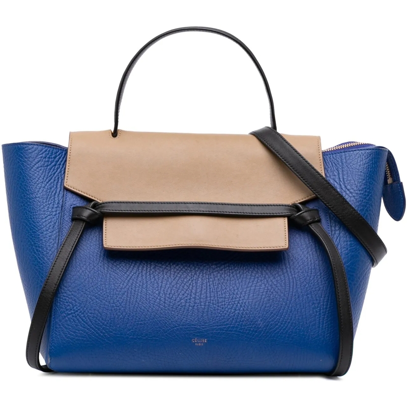 Celine Schultertasche Mini Tricolor Grained Calfskin Belt Bag blau
