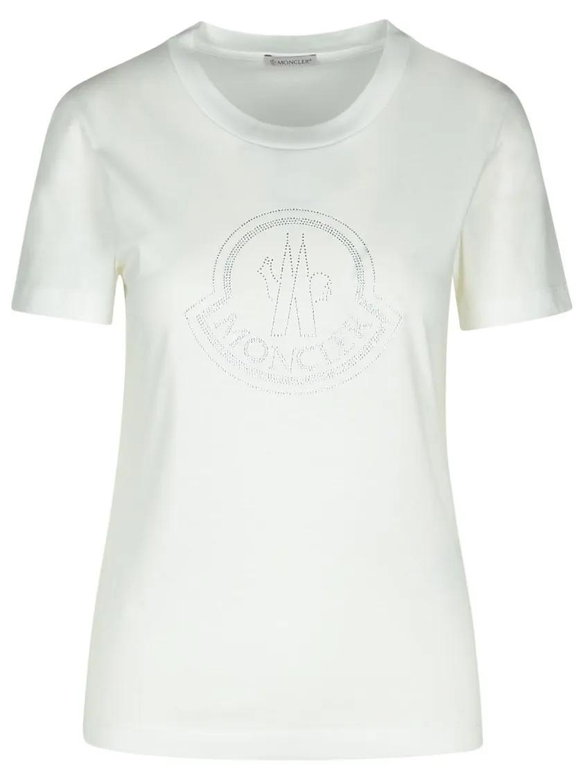 Moncler - White Cotton T-Shirt - Größe S - weiß