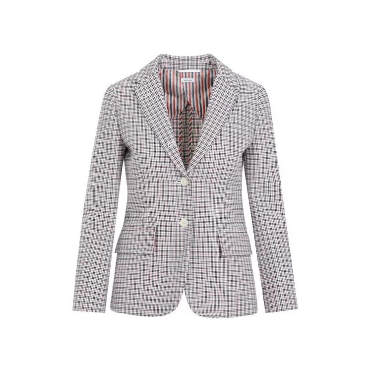 Thom Browne - Small Check White Cotton Jacket - Größe 40 - white