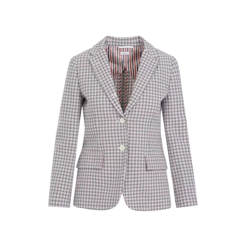 Thom Browne  Small Check White Cotton Jacket White