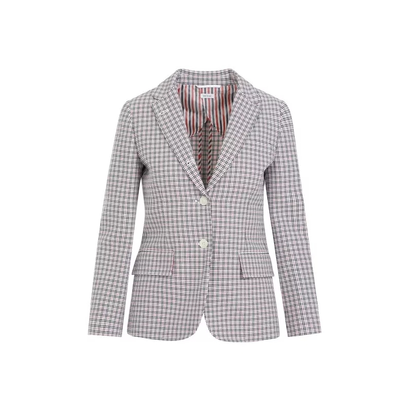Thom Browne Blazer Small Check White Cotton Jacket White