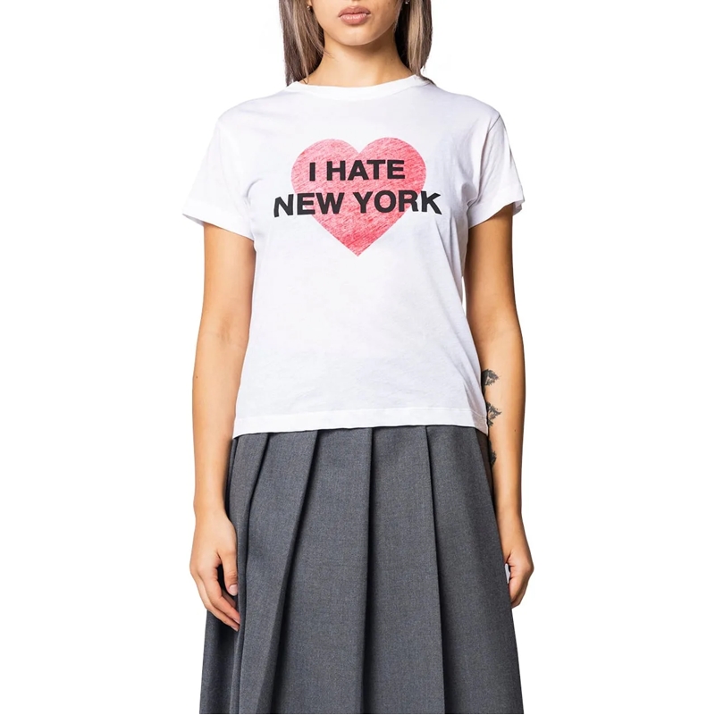 Vaquera Chemisier I HATE NY T SHIRT KNIT WHITE weiß