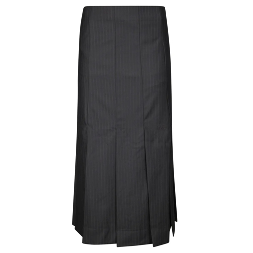 GANNI Midi-Röcke High-Waisted Pinstripe Midi Skirt Grey