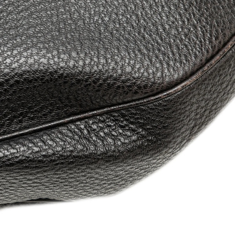 Gucci Schultertasche Pebbled Calfskin Bamboo Ring Hobo schwarz