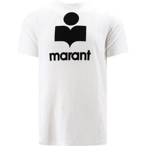 Isabel Marant T-Shirts Linen t-shirt with flocked logo weiß