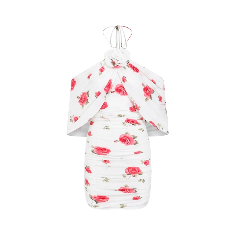 Magda Butrym Mini-robe White Cream Printed Dress White