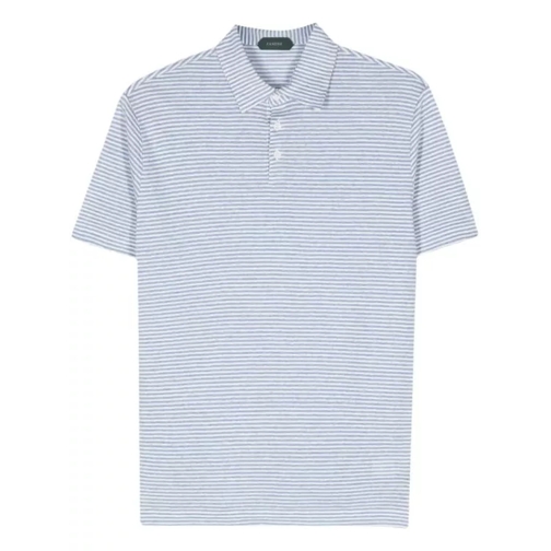 Zanone Striped Polo Shirt Blue 