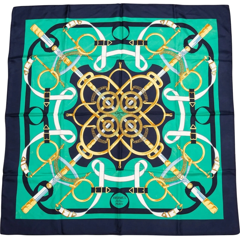 Hermès Wollschal Hermes Classic "Eperon d�Or" Silk Carre 90 Scarf T blau