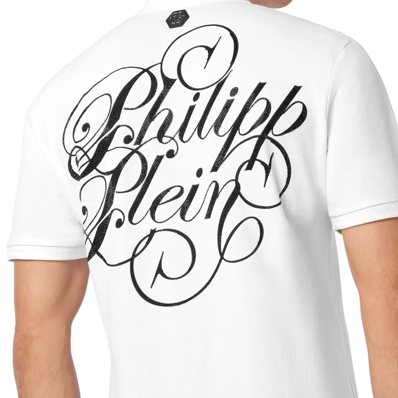 Philipp Plein Top Polohemd Mit Schmucksteinen weiss(Image 5)