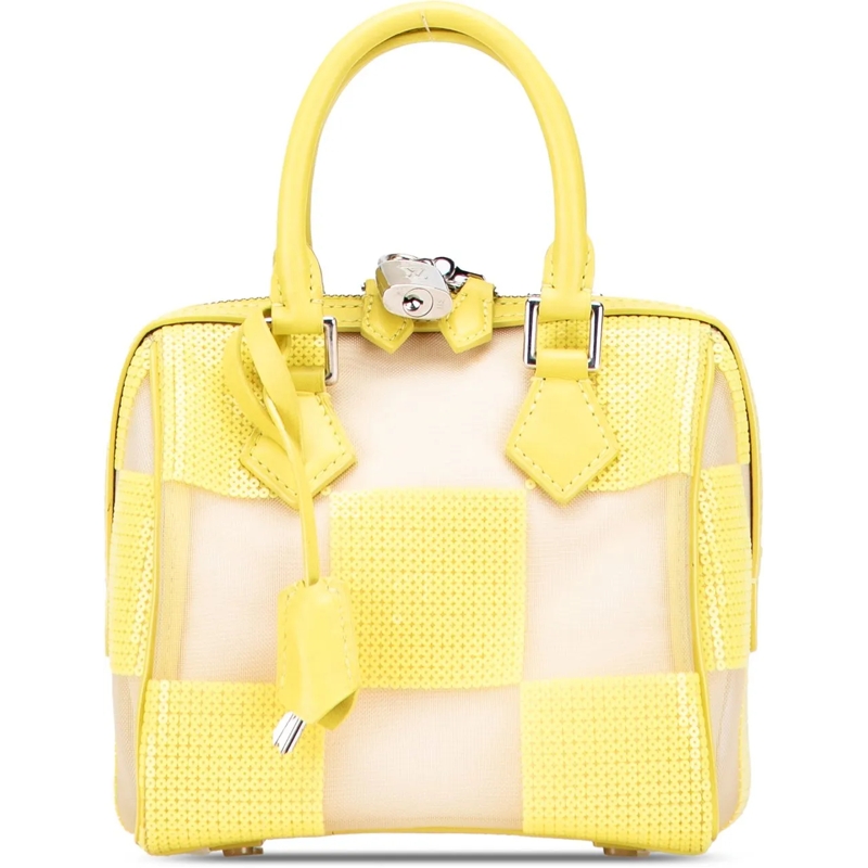 Louis Vuitton Tote Damier Optic Mesh Sequins Cube Speedy gelb