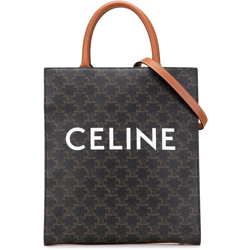 Celine Schultertasche Small Triomphe Coated Canvas Vertical Cabas Tote braun