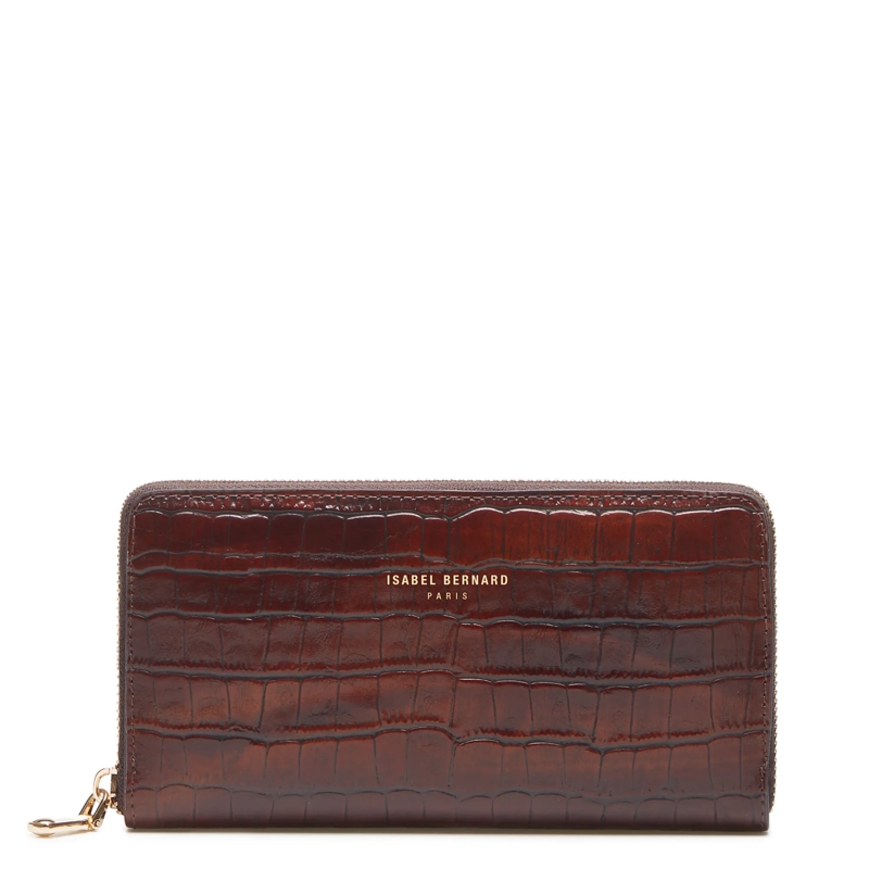 Isabel Bernard Portemonnaie mit Zip-Around-Reißverschluss Zip Wallet Croco Brown