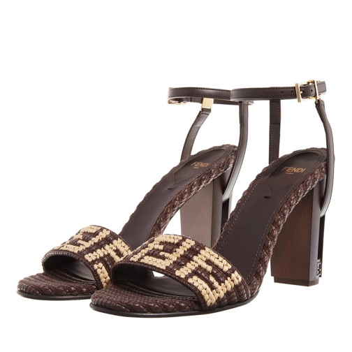 Fendi Sandale Delfina Raffia Sandles Natur Choco