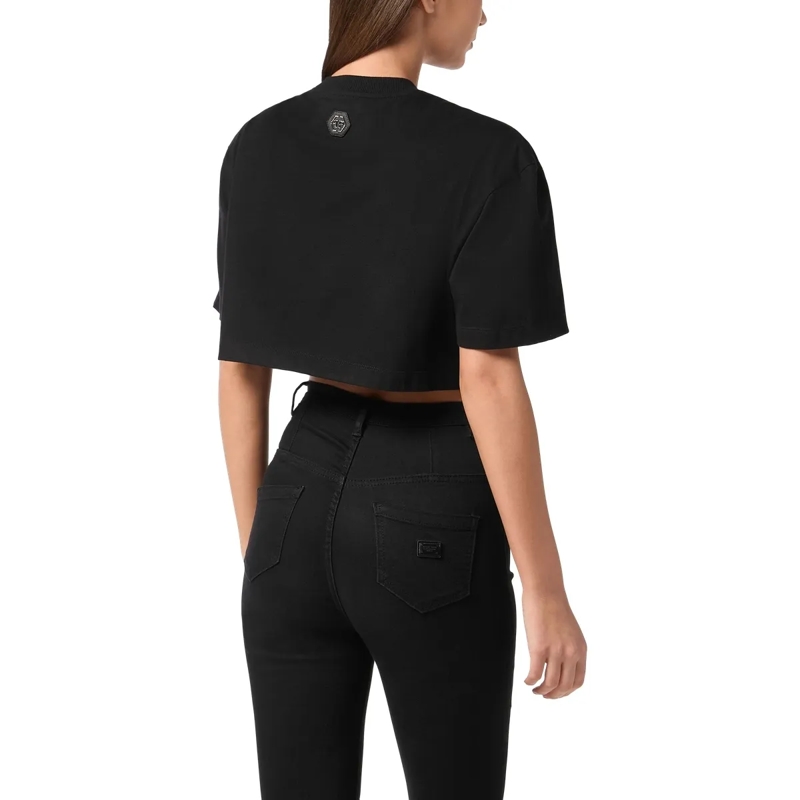 Philipp Plein Top T-Shirt Signature Mit Schmucksteinen schwarz(Image 2)