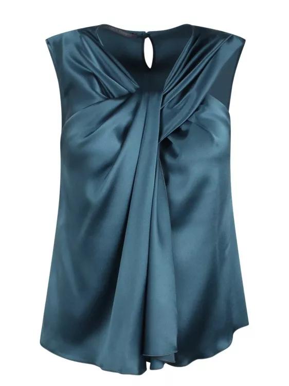 Alberta Ferretti - Satin Top - Größe 42 - blau