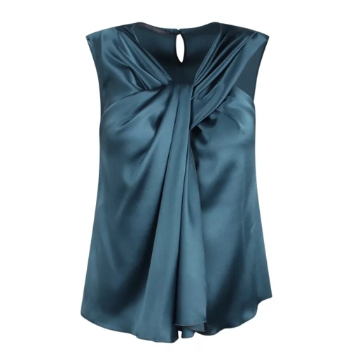 Alberta Ferretti Satin Top Blue 