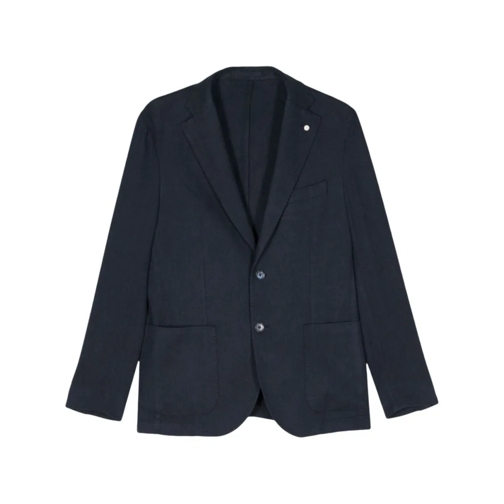 Luigi Bianchi Blazer Navy Blue Herringbone Jacket Blue