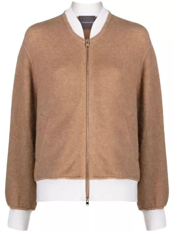 Thumbnail - Lorena Antoniazzi - Colour-Block Zip-Up Knitwear Cardigan - Größe 44 - braun