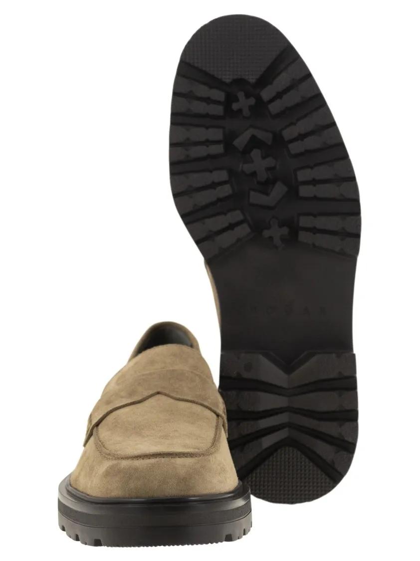 Thumbnail - Hogan Loafer - H673 Suede Moccasin With Carrarmato Bottom - Gr. 10 - in Schwarz - für Damen