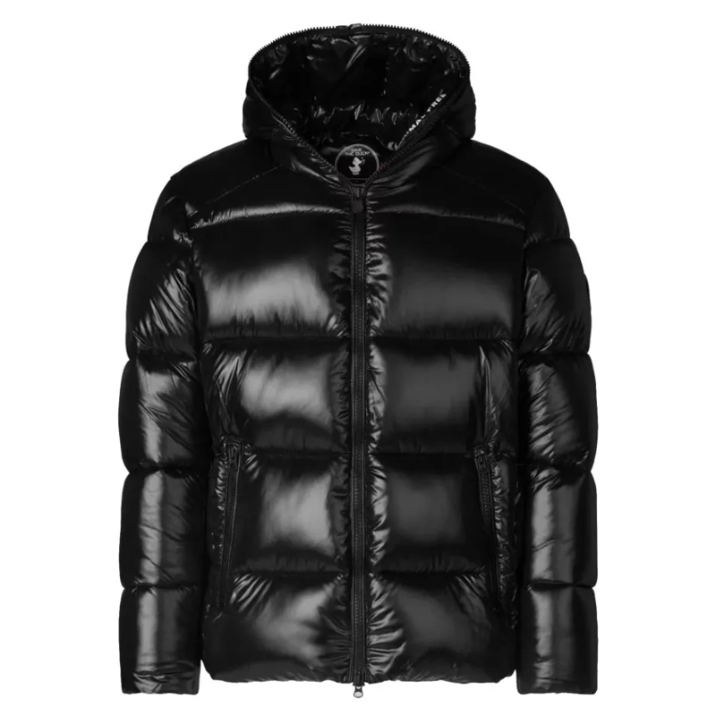 Save the Duck Donsjas Short Lacquered Down Jacket With Fixed Hood Black