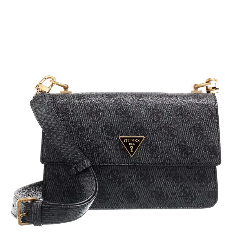 Guess Crossbody Bag Alexie Crossbody Flap Coal Logo