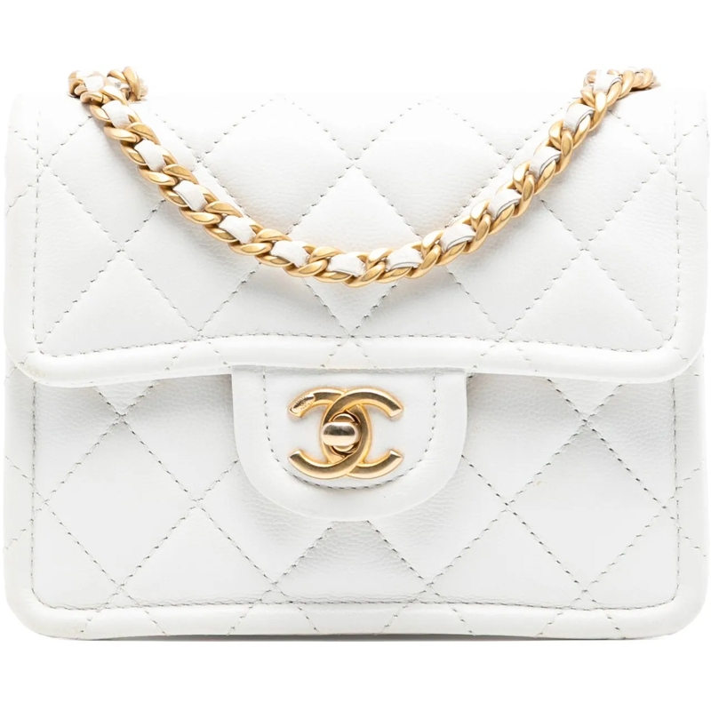 Chanel Sac à bandoulière Mini Quilted Caviar Sweet Classic Flap weiß
