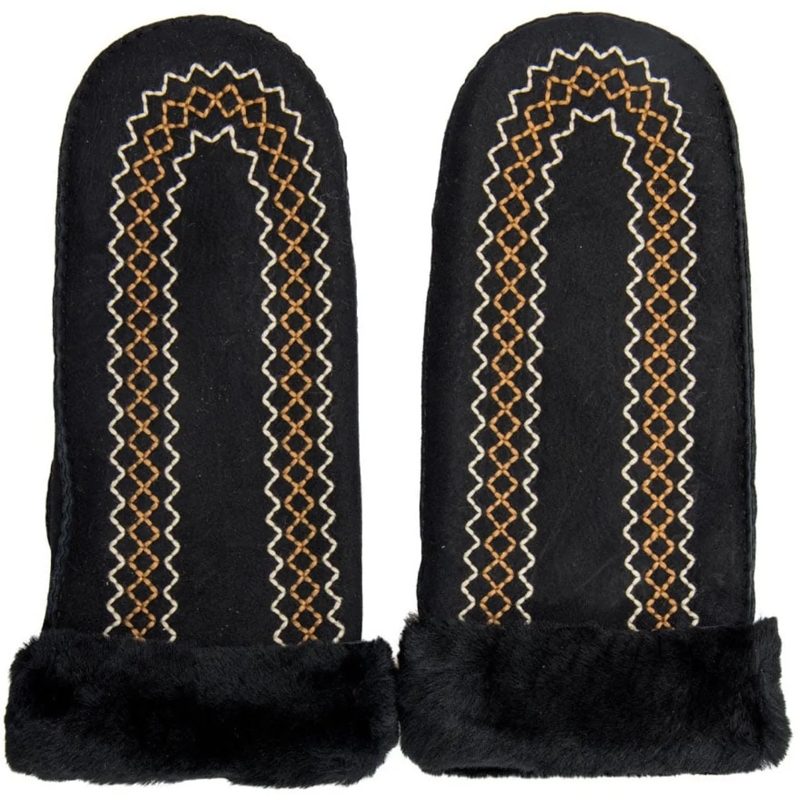 UGG Gants Atherson Embroidered Sheepskin Mitten Gloves schwarz