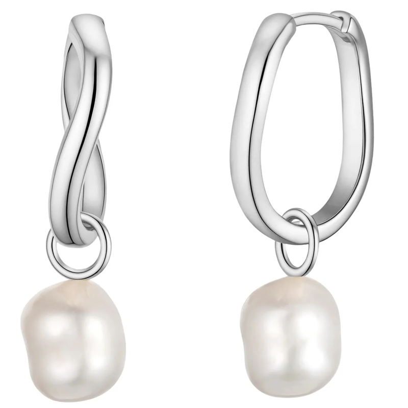 Glanzstücke München Ohrhänger Sterling Silber Perlen-Creolen Süßwasser-Zuchtperl weiss