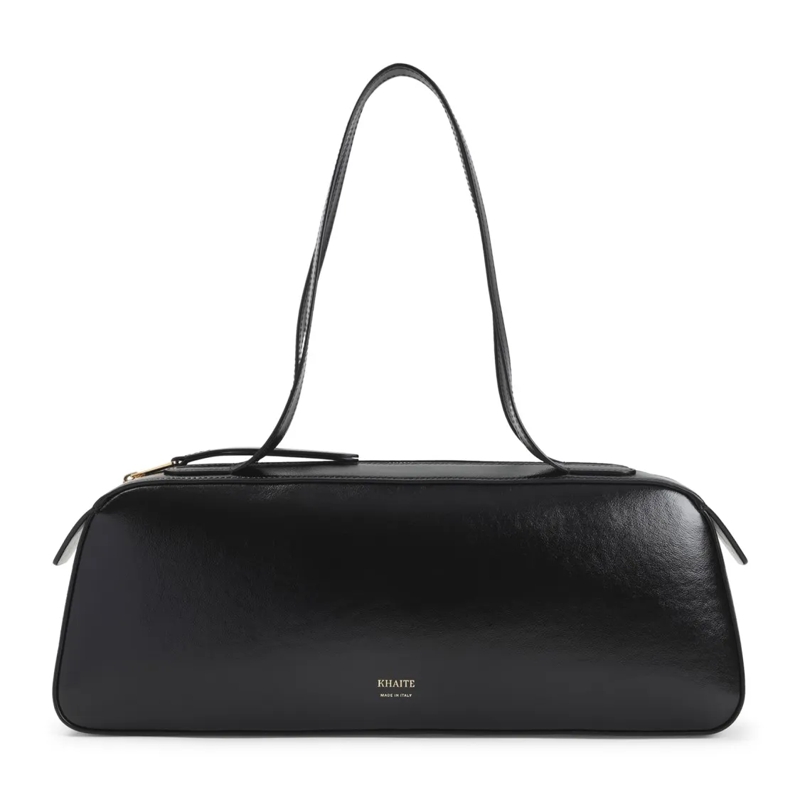 Khaite Schultertasche Calfskin Leather Shoulder Bag With Gold-Tone Brand Black