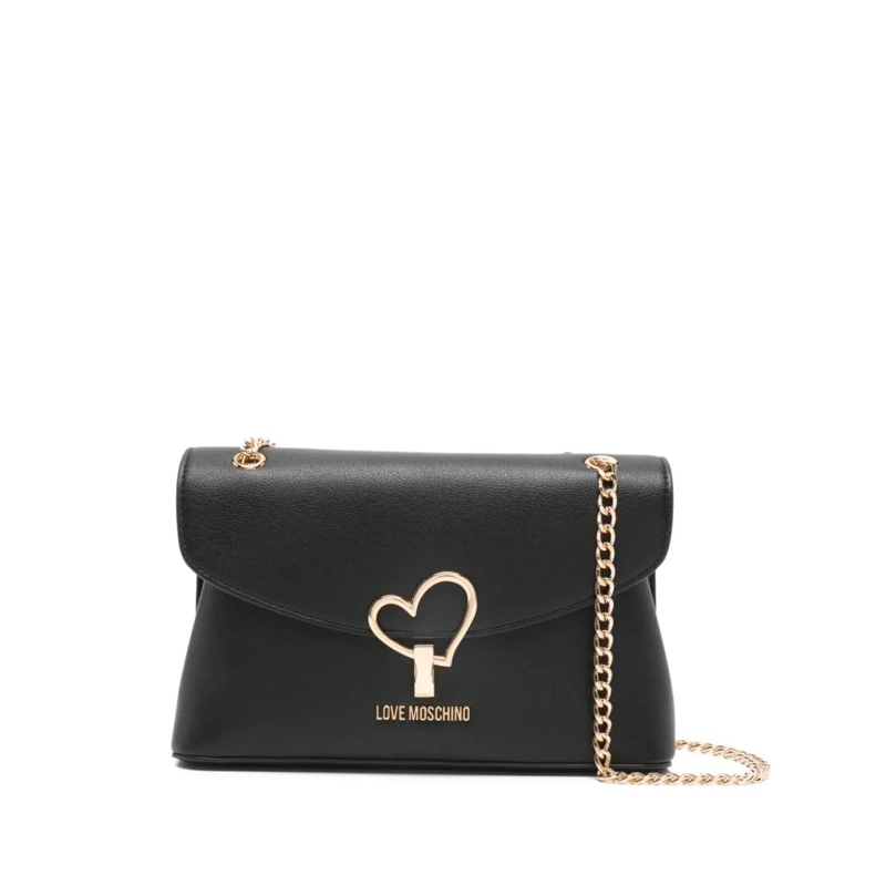 Love Moschino Schultertasche Structured Black Shoulder Bag With Gold Clasp And  Black