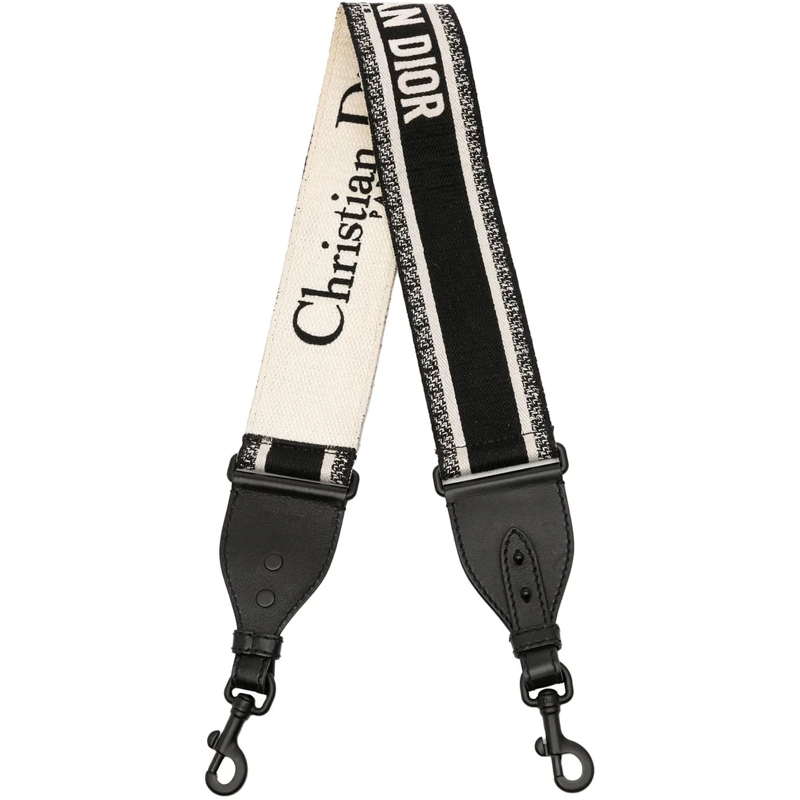 Christian Dior Schultertasche Canvas Logo Embroidered Shoulder Strap schwarz