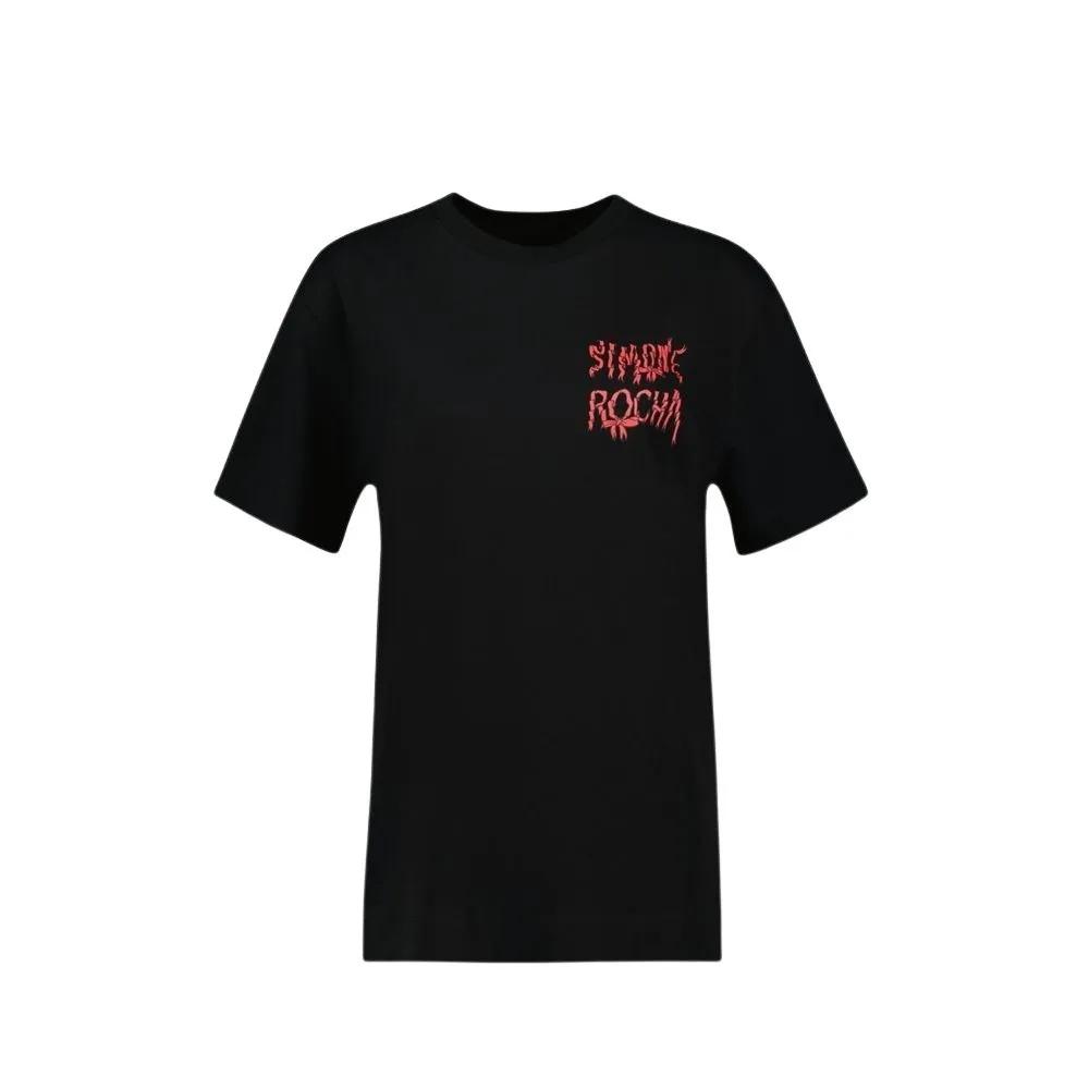 Simone Rocha - Short Sleeve T-Shirt With Ribbon - Cotton - Black - Größe L - schwarz