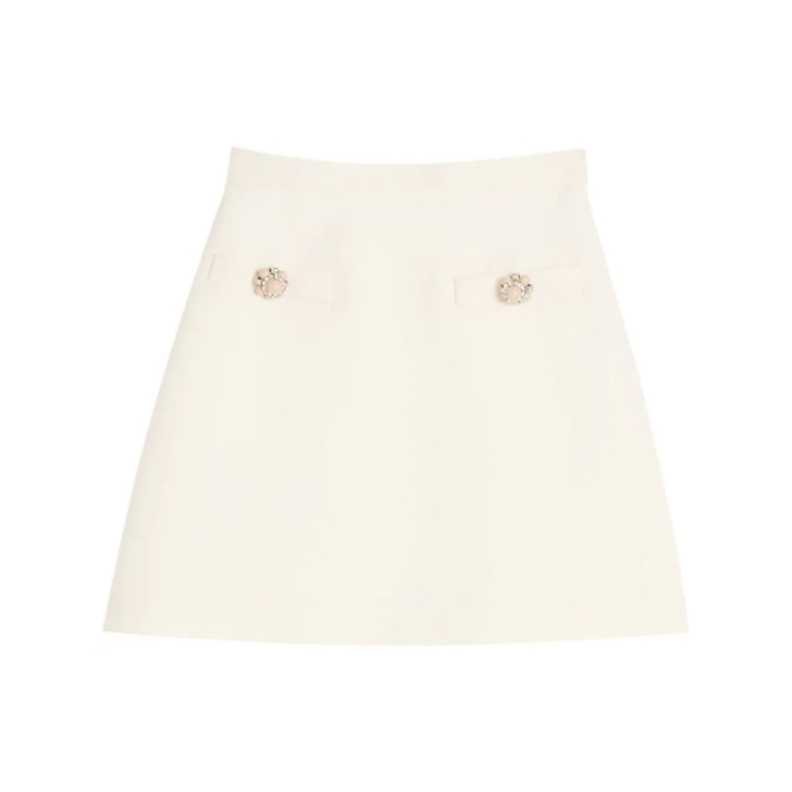 ミニスカート Valentino Flared White Wool-Silk Blend Couture Skirt Valentino Garavani Flared White Wool-Silk Blend Couture