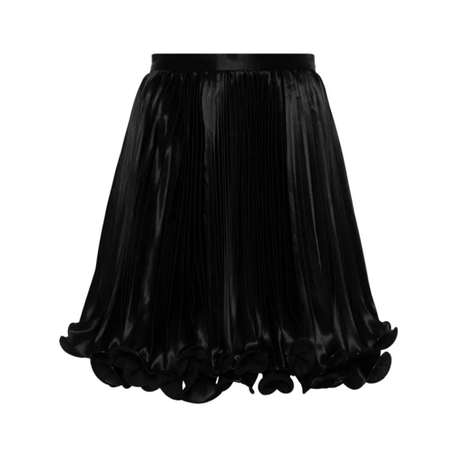Balmain Black Pleated Satin Mini Skirt Black 