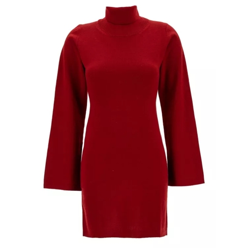 Semi Couture Mini Red High Neck Dress In Wool Red 