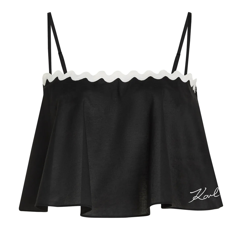 Karl Lagerfeld  Kurzes Strandtop mit Muscheldesign Top schwarz